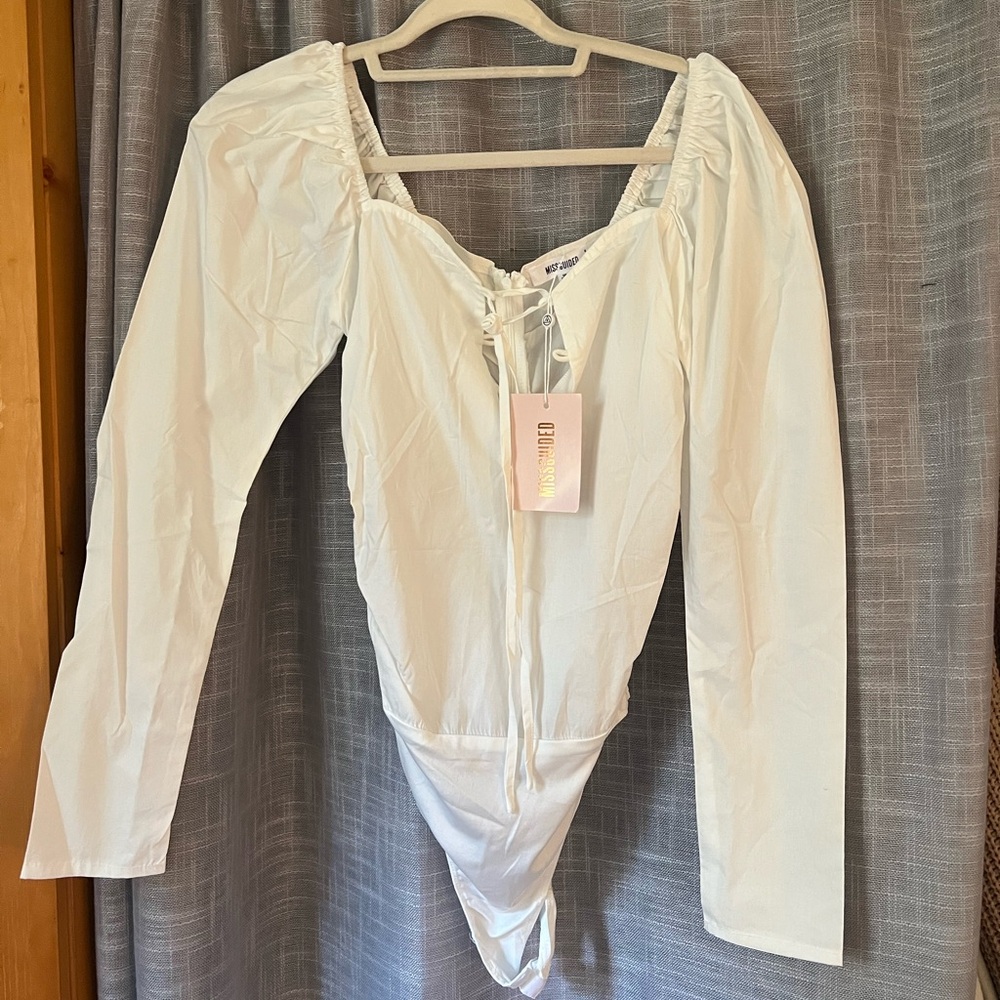 Missguided White Long Sleeve BodySuit